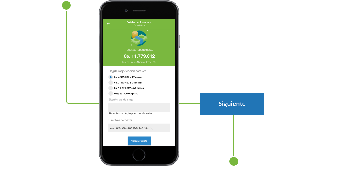 Préstamo al instante - Paso 2 Banca Móvil